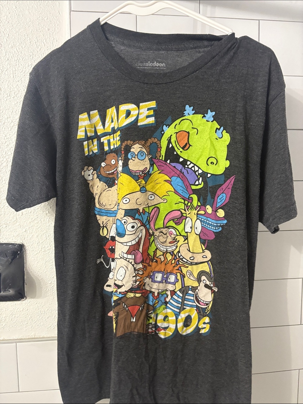 Nickelodeon Charcoal 'Made in the 90s' Multicolor Cartoon Tee